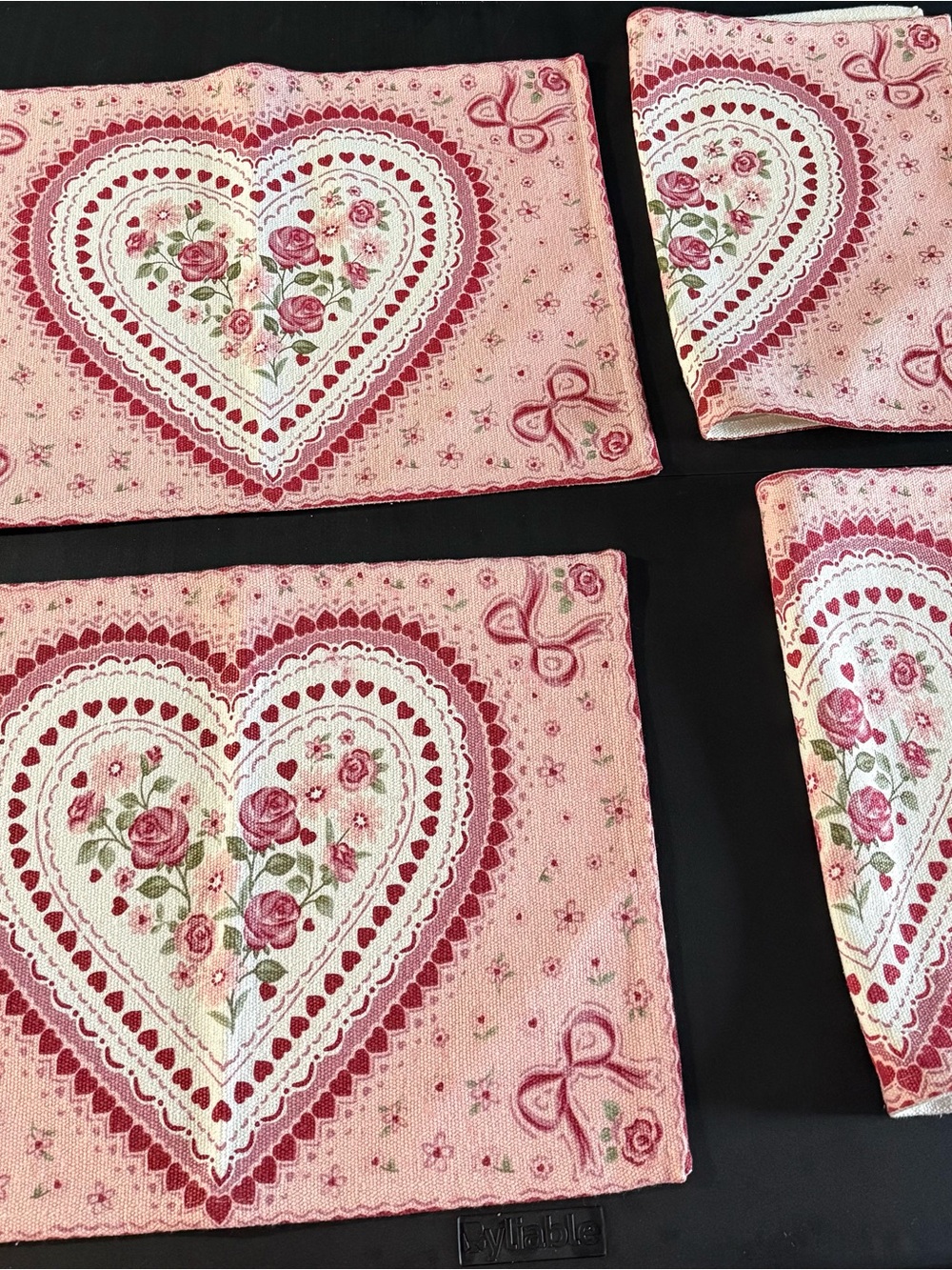 Pink Heart Rose Placemats - Set of 4